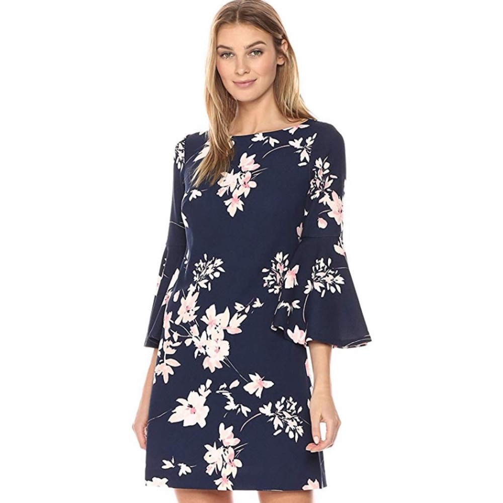 Eliza J Navy Floral Shift Dress